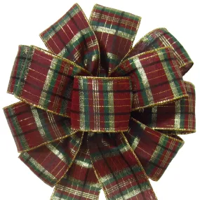 Wired Burgundy Plaid Bow (2.5"ribbon~10"Wx20"L)