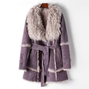 Women's Faux Fur Coat with Oversized Collar