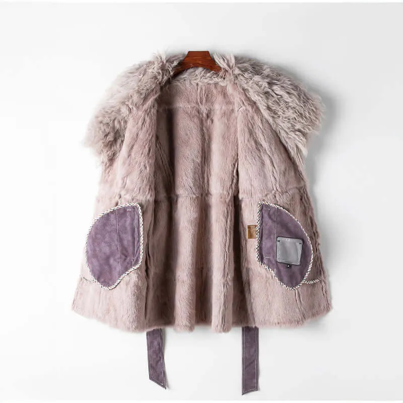 Women's Faux Fur Coat with Oversized Collar