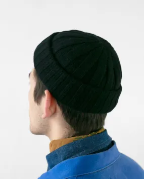 Wool Knit Cap, Black - 8"